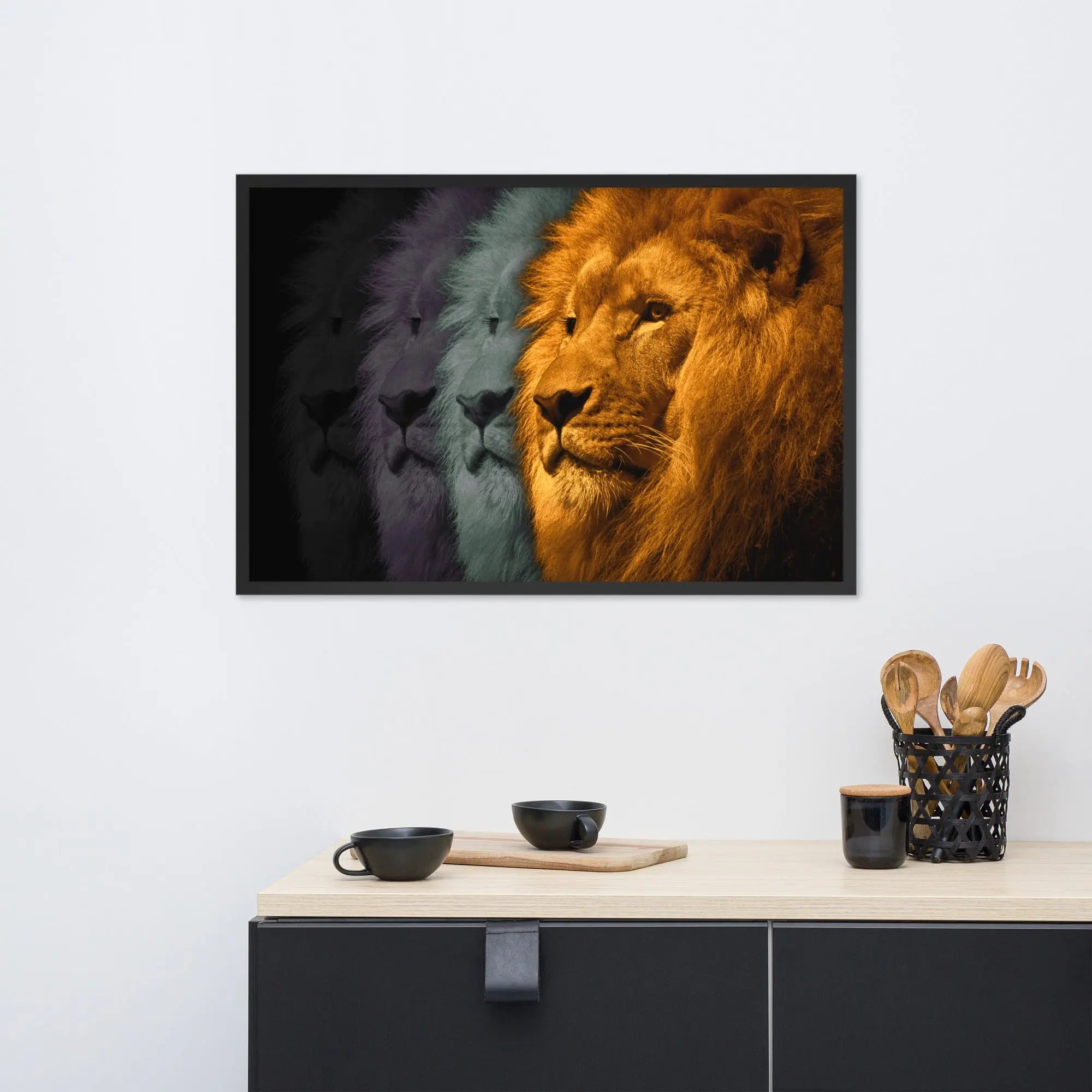Lion's Shadows | Digital Painting | Framed Poster | Paint & Pixel | 