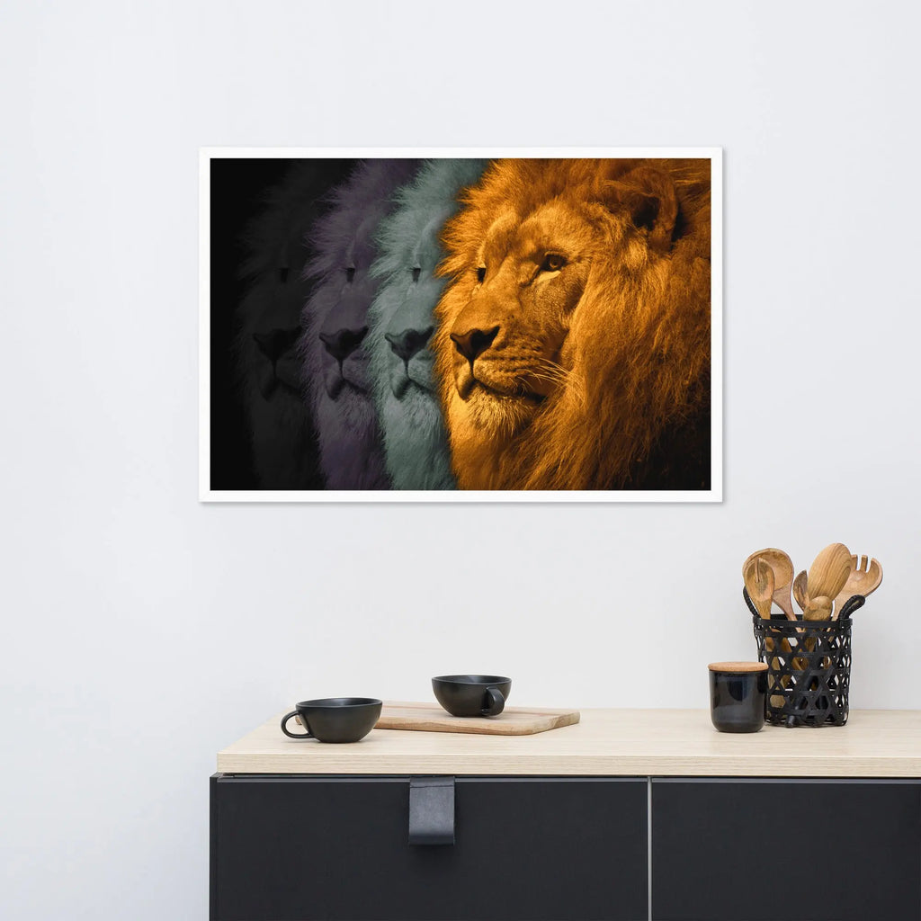 Lion's Shadows | Digital Painting | Framed Poster | Paint & Pixel | 